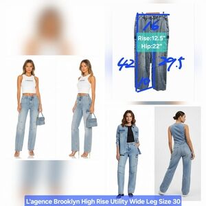 L'agence Brooklyn High Rise Utility Wide Leg Size 30